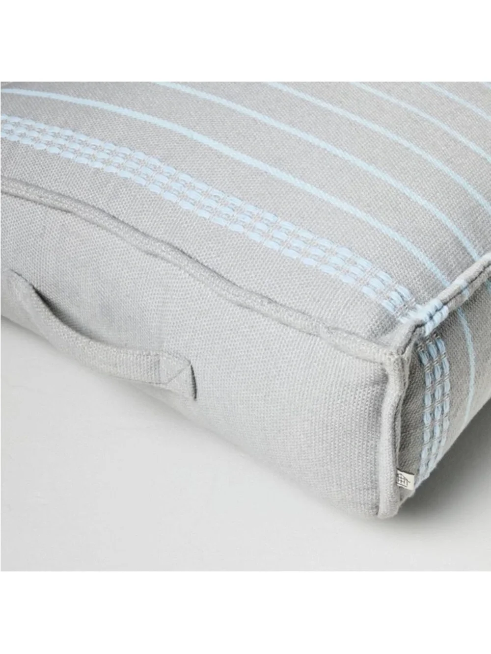 Border Stitch Stripe Indoor/Outdoor Floor Cushion Gray/Light Blue-Hearth & Hand